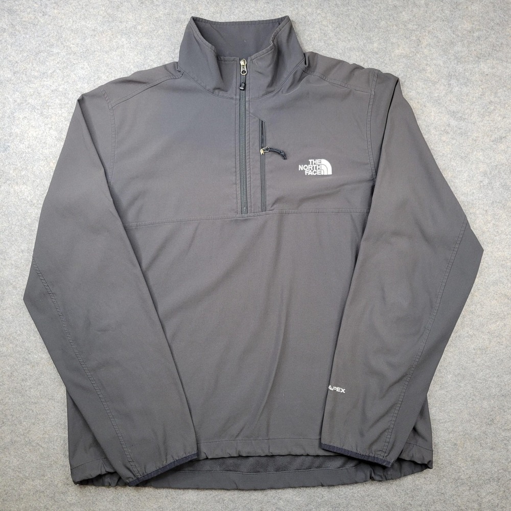 North Face Jacket Mens XL Gray TNF Apex 1/4 Zip Softshell Windbreaker Pullover
